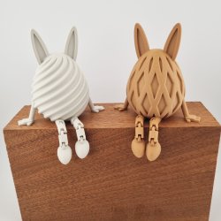 3D printede p�ske�g med h�ngende ben siddende p� tr�kant