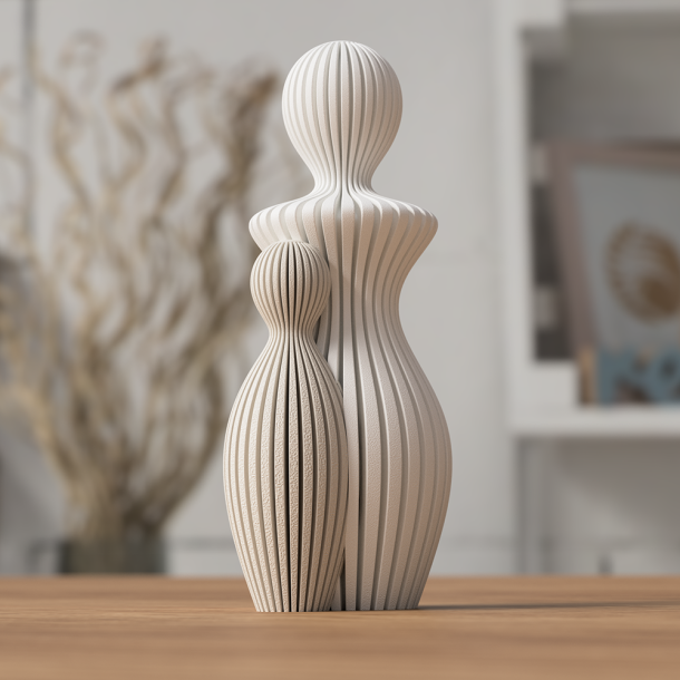 Mors dag statue med mor og barn i moderne design