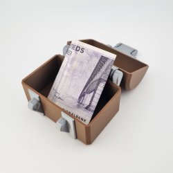 �ben skattekiste med pengeseddel indeni