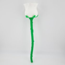 3D printet evighedsrose i hvid med gr�n stilk