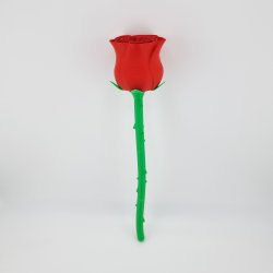 3D printet evighedsrose i r�d med gr�n stilk