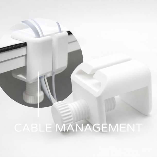 Kabelholder monteret p� skrivebord til organisering af kabler