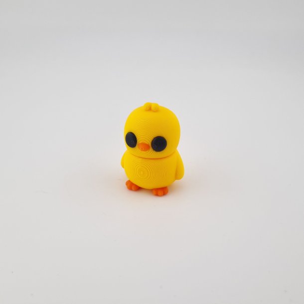 3D-printet kylling figur med bev�gelige led der kan st� eller ligge